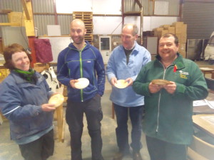 four bowls, not all completely finished.